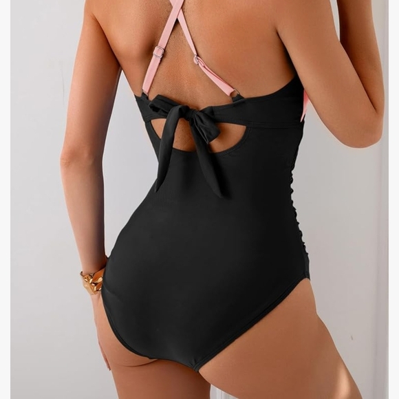 Pink and Black Women's Swimsuit - Picture 3 of 6